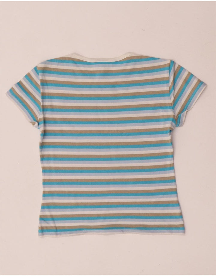 Lacoste Womens Crop T-Shirt Top Størrelse 38 Medium Flerfarvet stribet bomuld