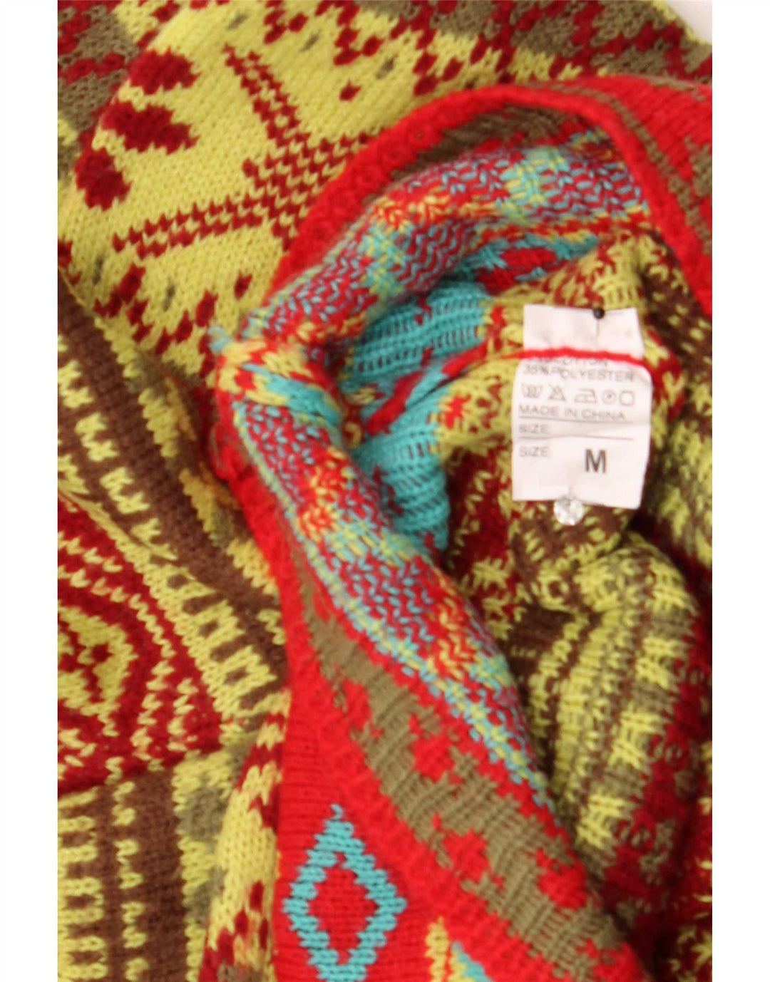 Vintage dame sweater med rund hals DK 14 medium flerfarvet