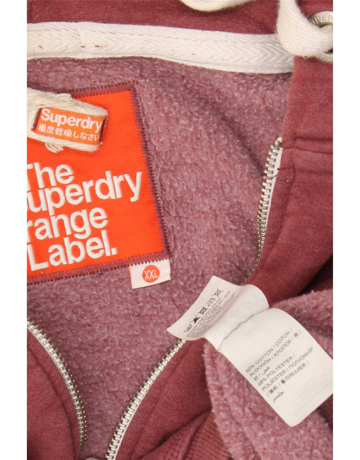 Superdry Hættetrøje med lynlås til mænd 2XL rødbrun bomuld