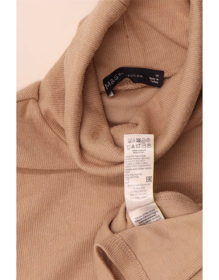 Marks & Spencer Dame Roll Neck Vest Top UK 10 Small Beige Polyester
