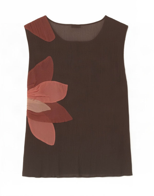 Penny Black Dame ærmeløs bluse Top UK 12 Medium Brown Floral
