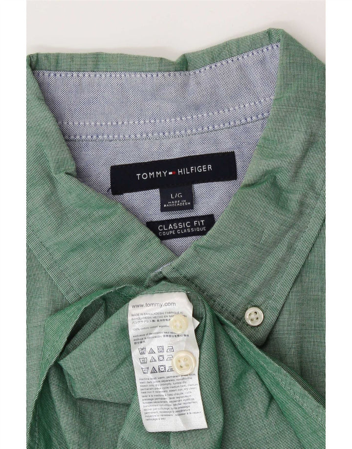 Tommy Hilfiger Herre Classic Fit skjorte Stor grøn bomuld