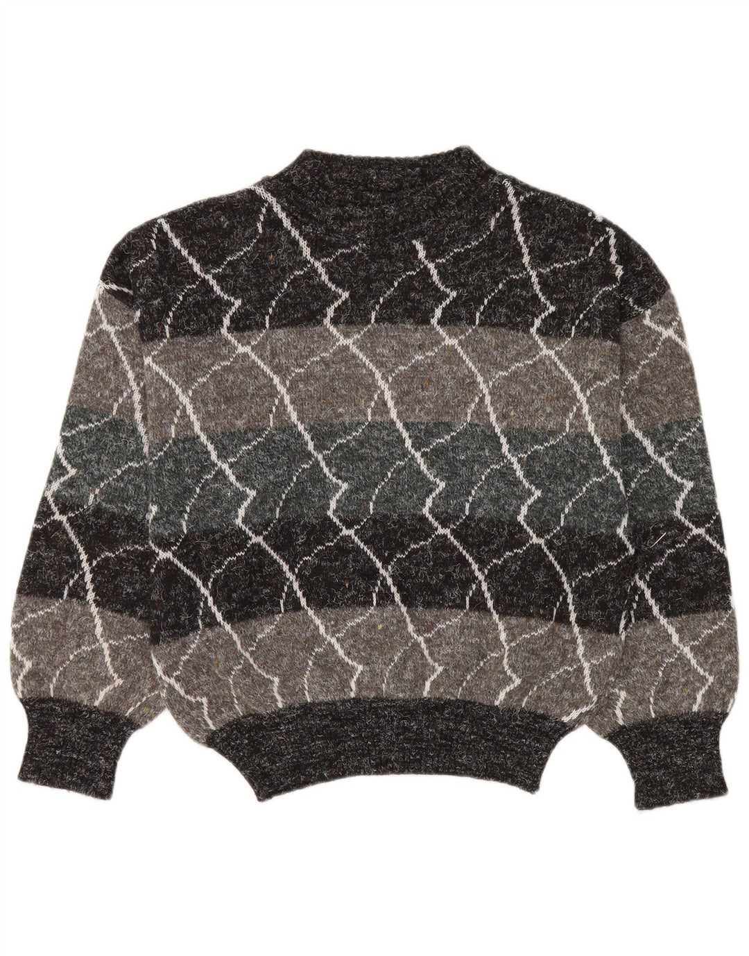 Vintage Dame Turtle Neck sweater IT 48 XL Gråstribet polyakryl