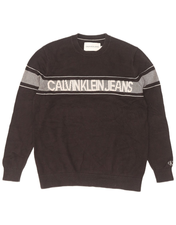 Calvin Klein Jeans Herre Crew Neck Jumper Sweater Large Black Colourblock