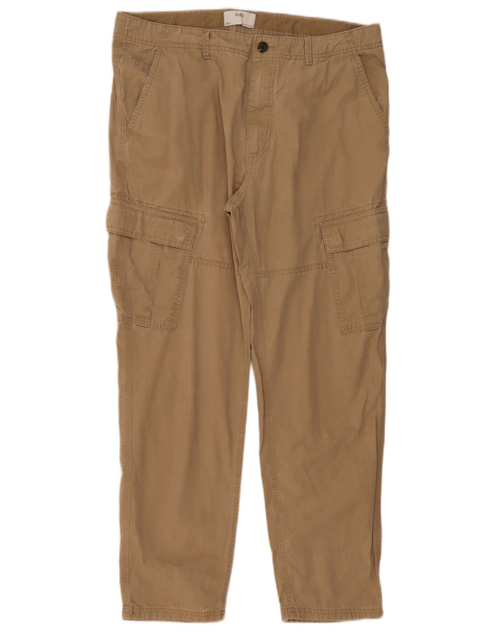 Marks & Spencer Herre Regular Cargo Bukser W38 L31 Brun Bomuld