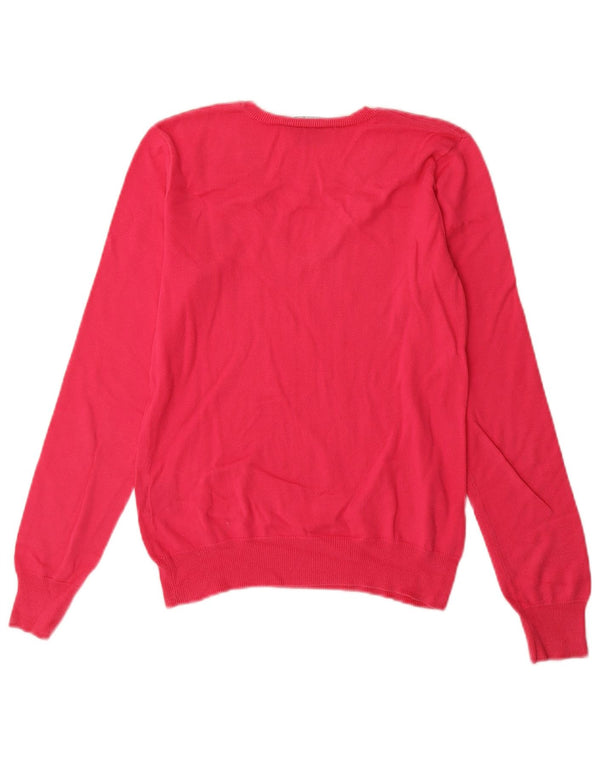 Ralph Lauren Dame V-hals sweater UK 10 Small Pink Bomuld