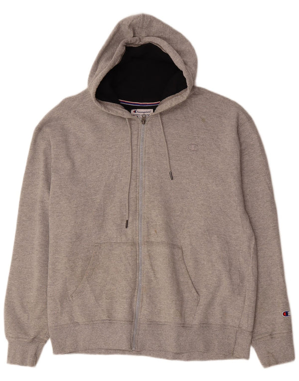 Champion Mens Zip Hoodie Sweater XL Grey Flecked Cotton