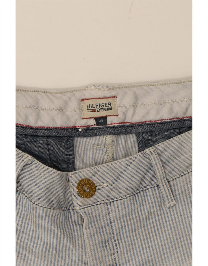 TOMMY HILFIGER Womens Chino Shorts W29 Medium Blue Pinstripe Cotton Vintage Tommy Hilfiger and Second-Hand Tommy Hilfiger from Messina Hembry 