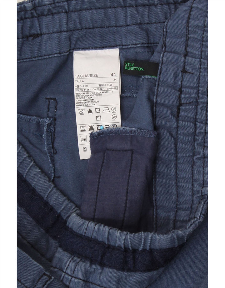Benetton Dame Mini Nederdel IT 44 Medium W34 Marineblå Bomuld