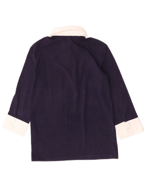 Fred Perry Dame Rugby Polo Shirt UK 14 Large Navy Blue Colourblock