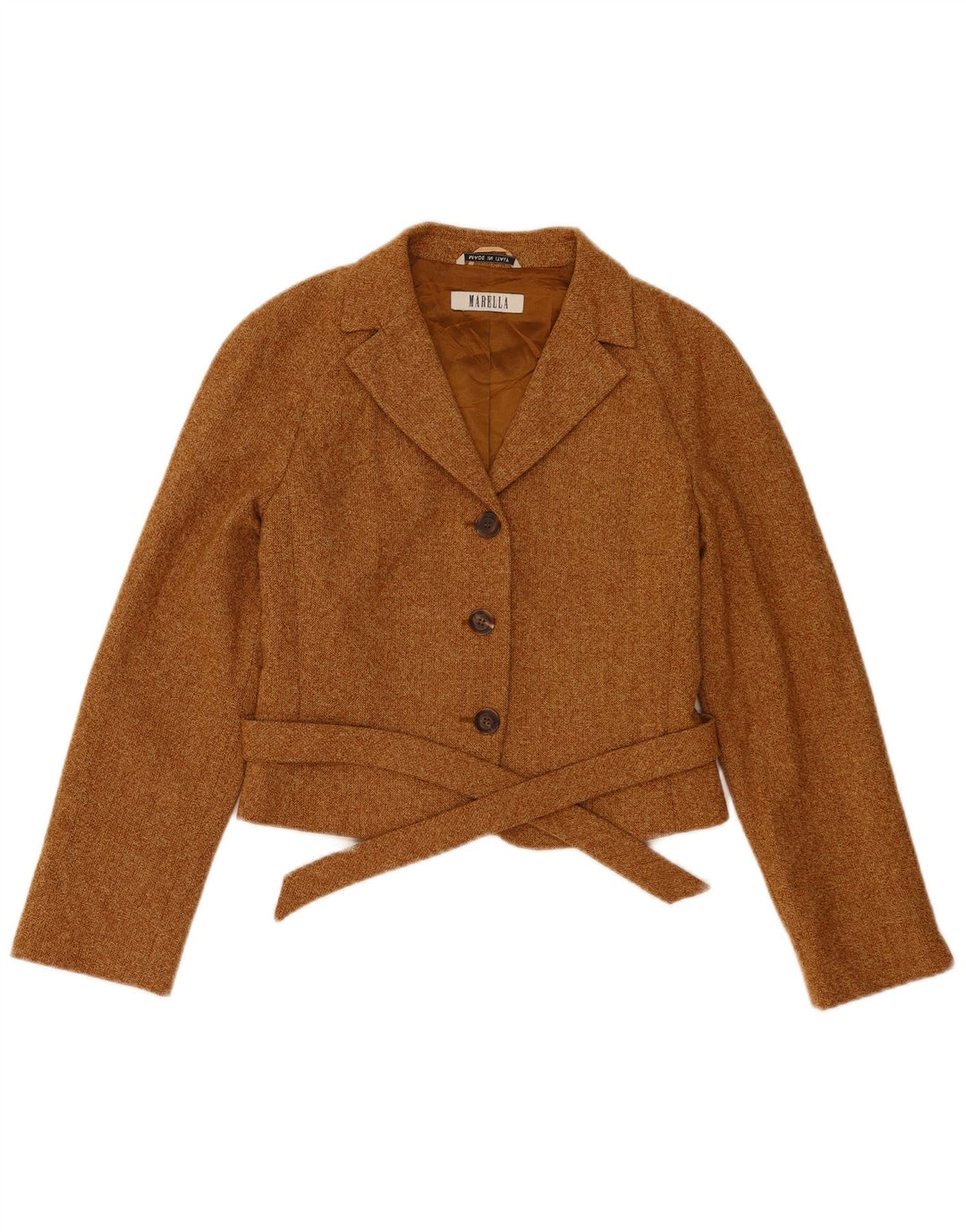 Marella Womens Crop 3-knaps blazerjakke UK 10 Lille brun uld