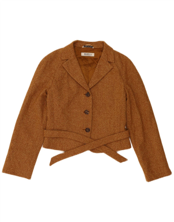 Marella Womens Crop 3-knaps blazerjakke UK 10 Lille brun uld