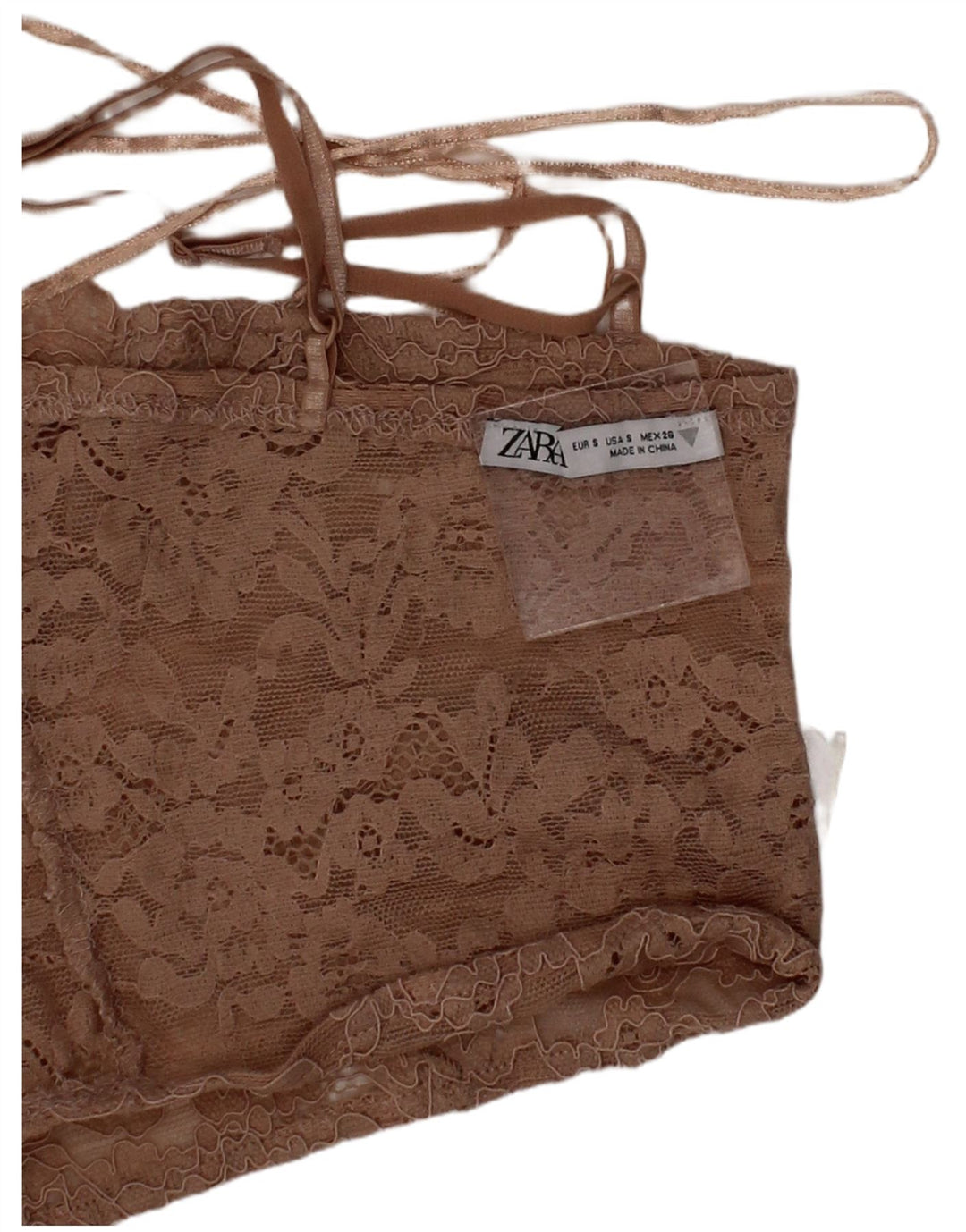 Zara Dame Blonde Korset Top Lille Beige Floral Polyester