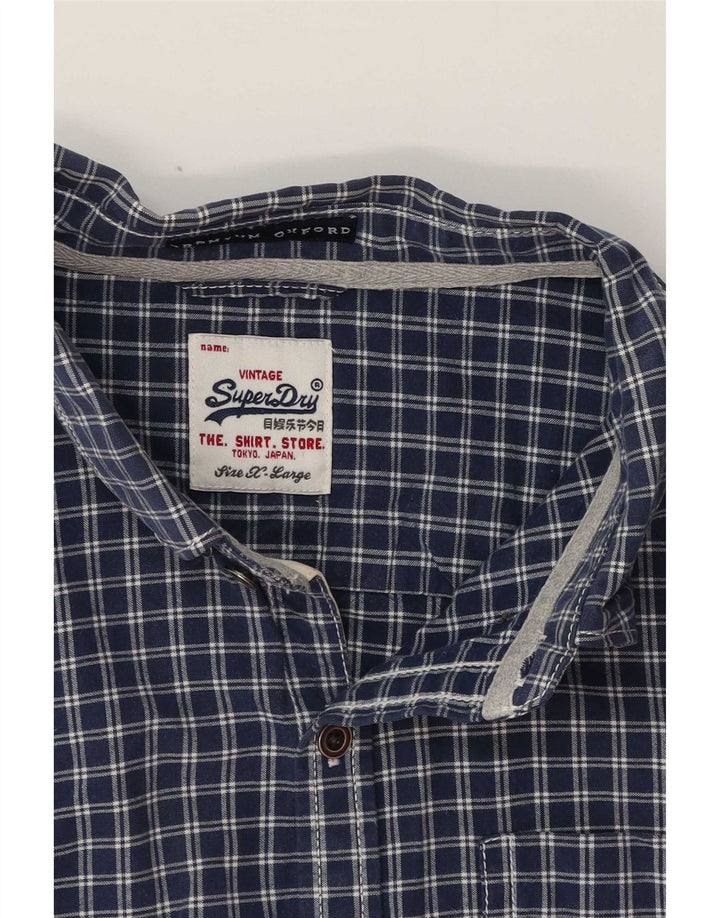 Superdry herreskjorte XL marineblå Gingham bomuld