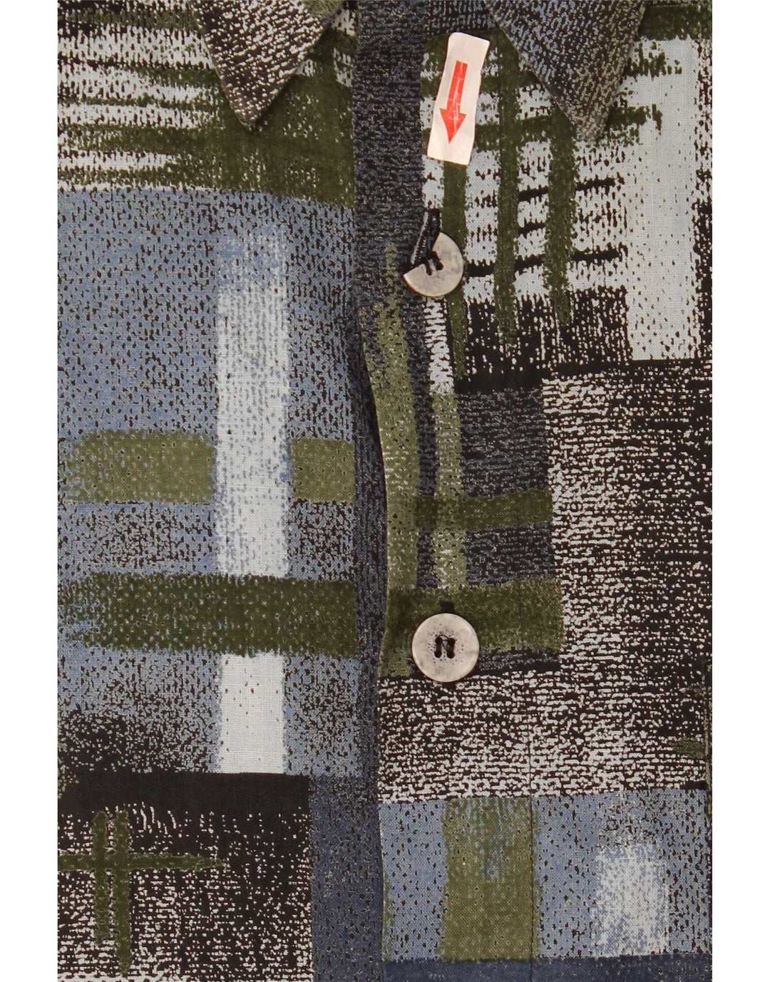 Vintage kortærmet herreskjorte XL Grøn Patchwork