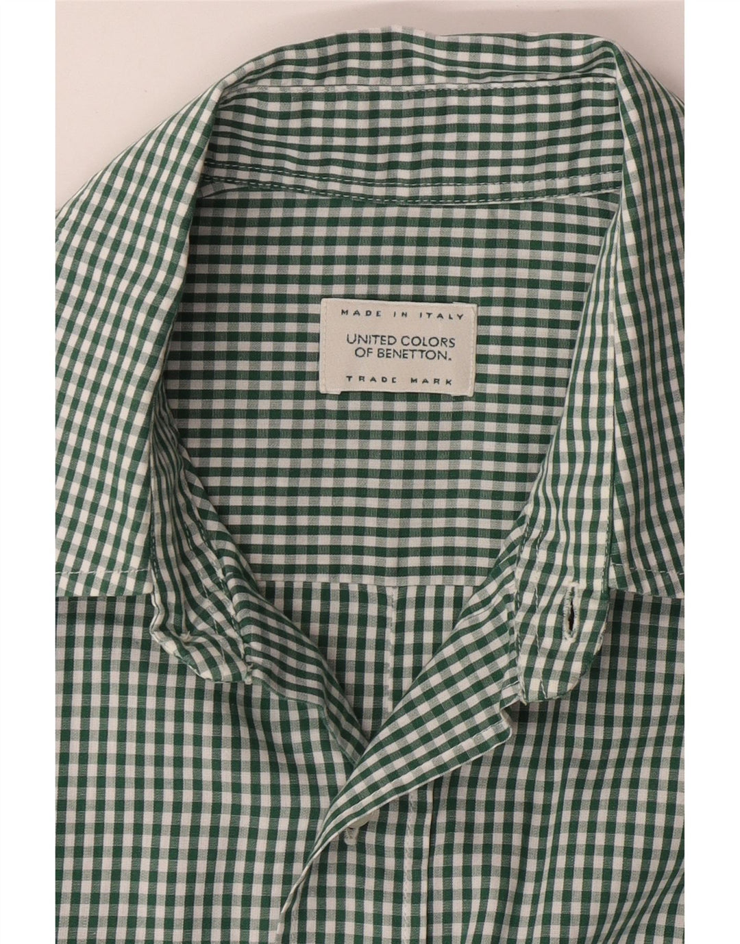 BENETTON Kortærmet Herreskjorte Stor Grøn Gingham