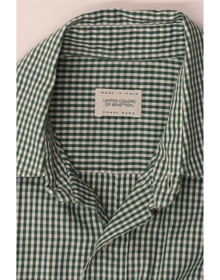 BENETTON Kortærmet Herreskjorte Stor Grøn Gingham