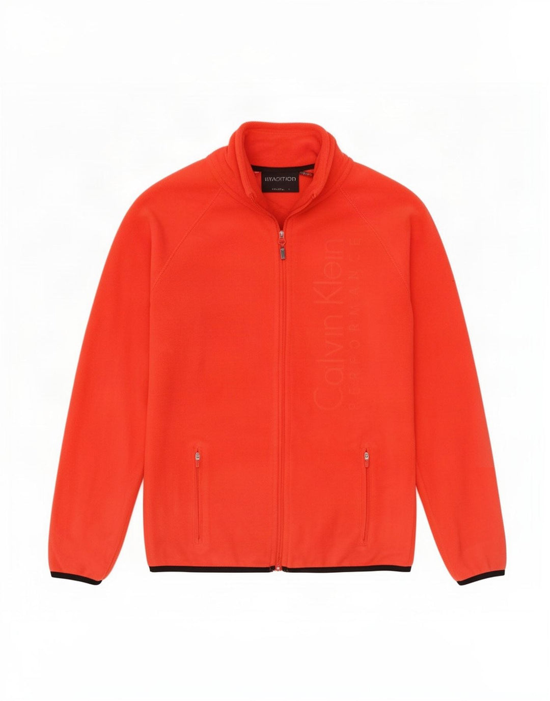 Calvin Klein Dame Grafisk Fleecejakke UK 14 Medium Rød Polyester