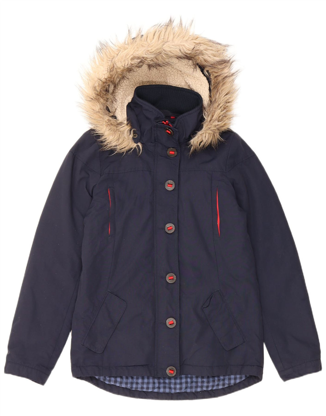 Fat Face Dame Hætte Polstret Jakke UK 8 Small Navy Blue Nylon