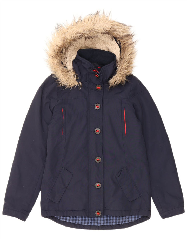 Fat Face Dame Hætte Polstret Jakke UK 8 Small Navy Blue Nylon