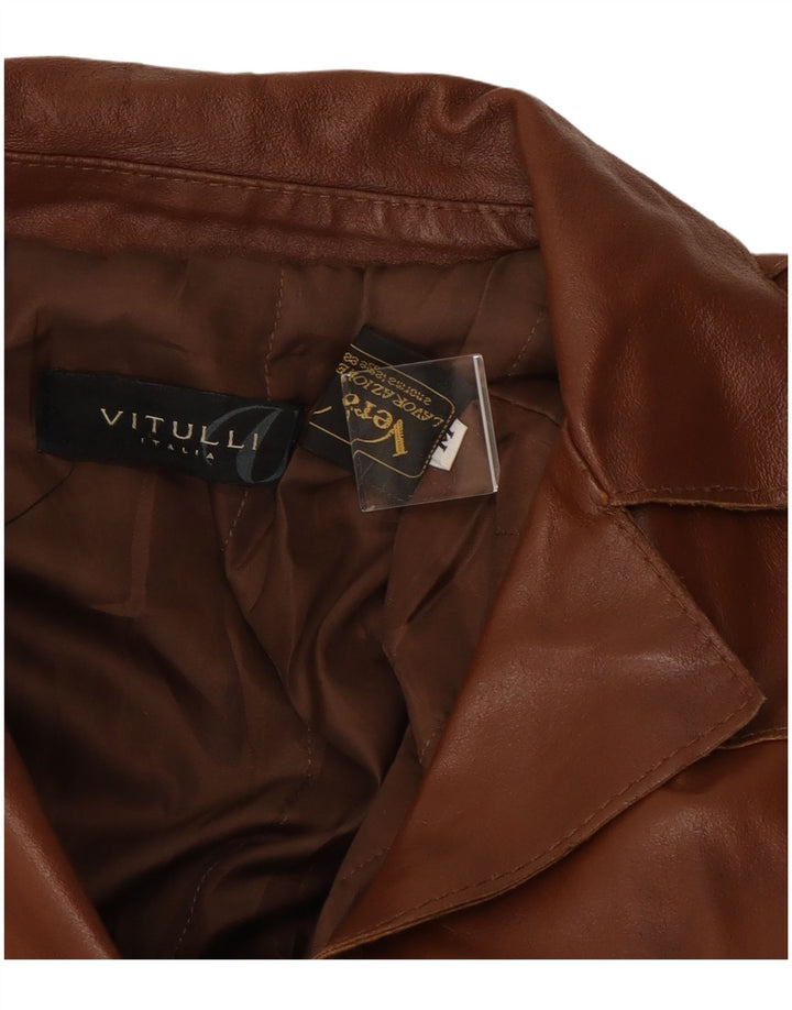 Vintage læderjakke til kvinder UK 12 medium brunt læder