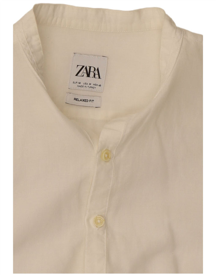 Zara Herre Relaxed Fit Pullover Shirt Medium White