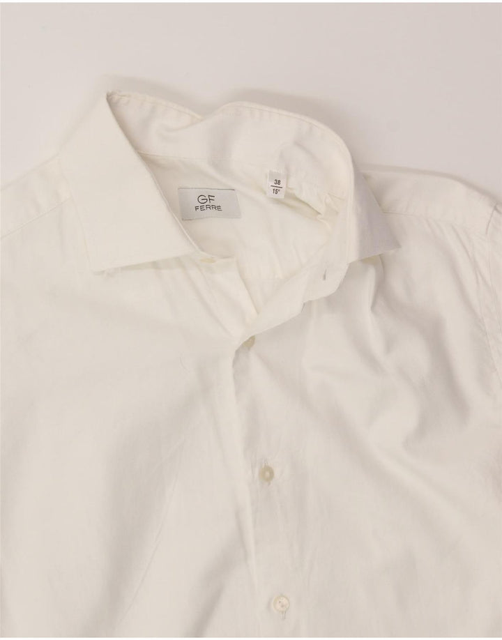 GF FERRE Mens Shirt Size 15 Medium White Cotton Vintage GF Ferre and Second-Hand GF Ferre from Messina Hembry 