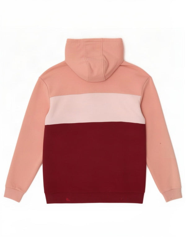 Fila Womens Tall Graphic Hoodie Jumper EU 38 Medium Pink Colourblock Cotton
