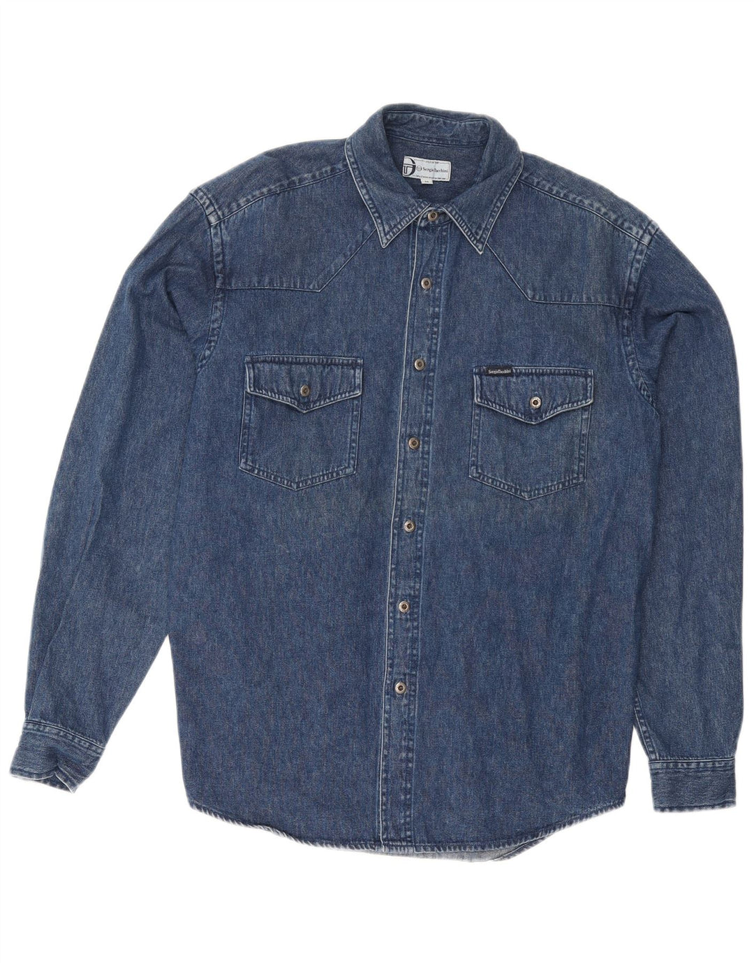 Sergio Tacchini Denimskjorte til mænd Medium Navyblå Bomuld