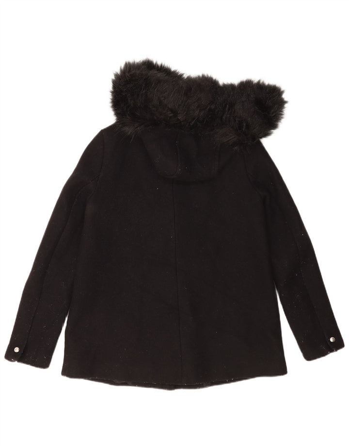 Zara Dame Hættevindjakke UK 10 Small Black Wool