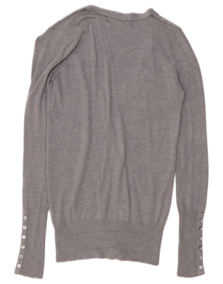 ZARA cardigan sweater til kvinder UK 10 Small Grey Rayon