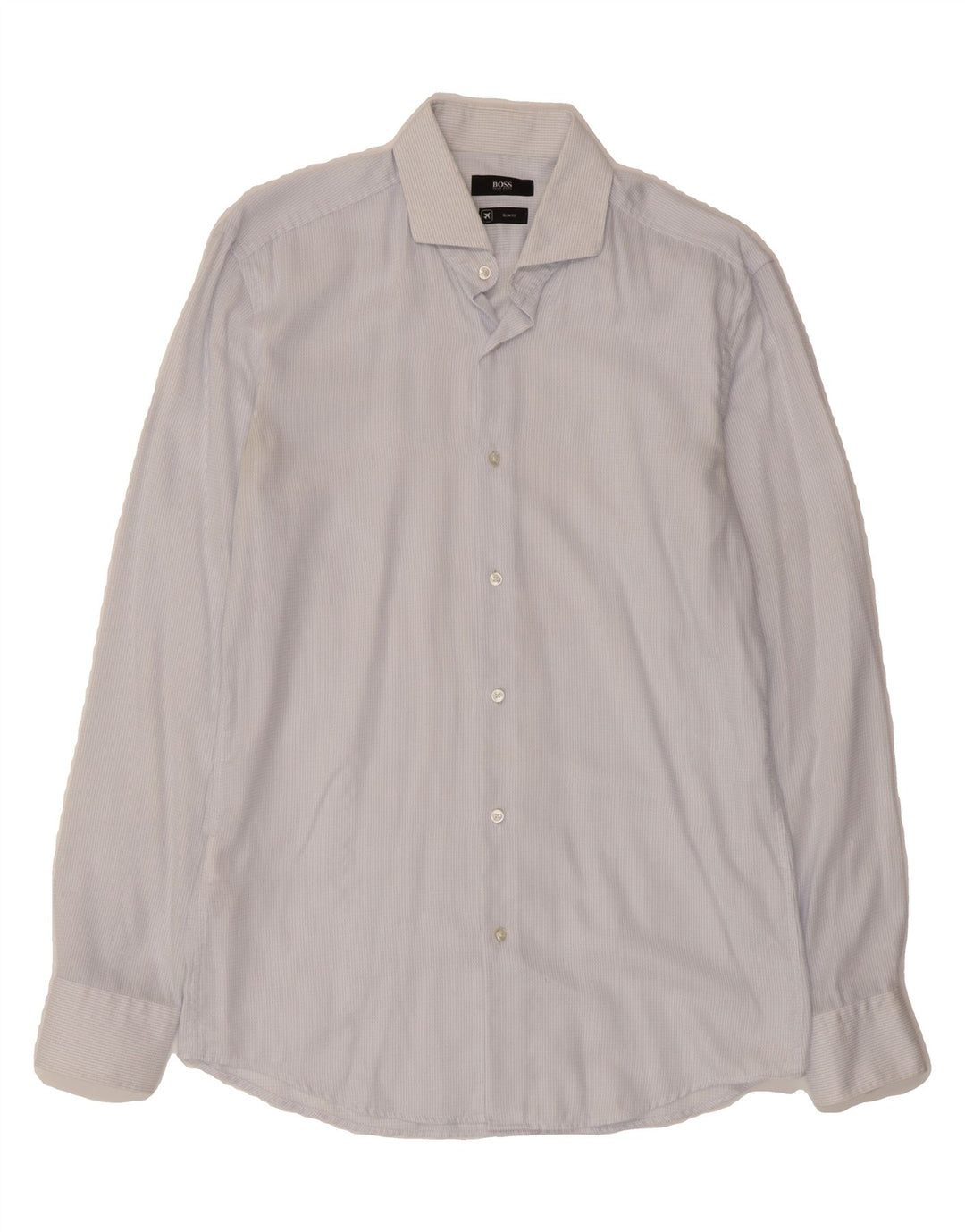 HUGO BOSS Mens Slim Fit Shirt Size 15 3/4 40 Medium Blue Check Cotton Vintage Hugo Boss and Second-Hand Hugo Boss from Messina Hembry 