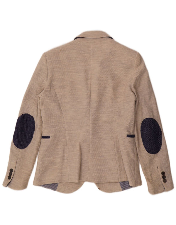 Zara Dame 1 Knap Blazer Jacket UK 12 Medium Beige Polyester