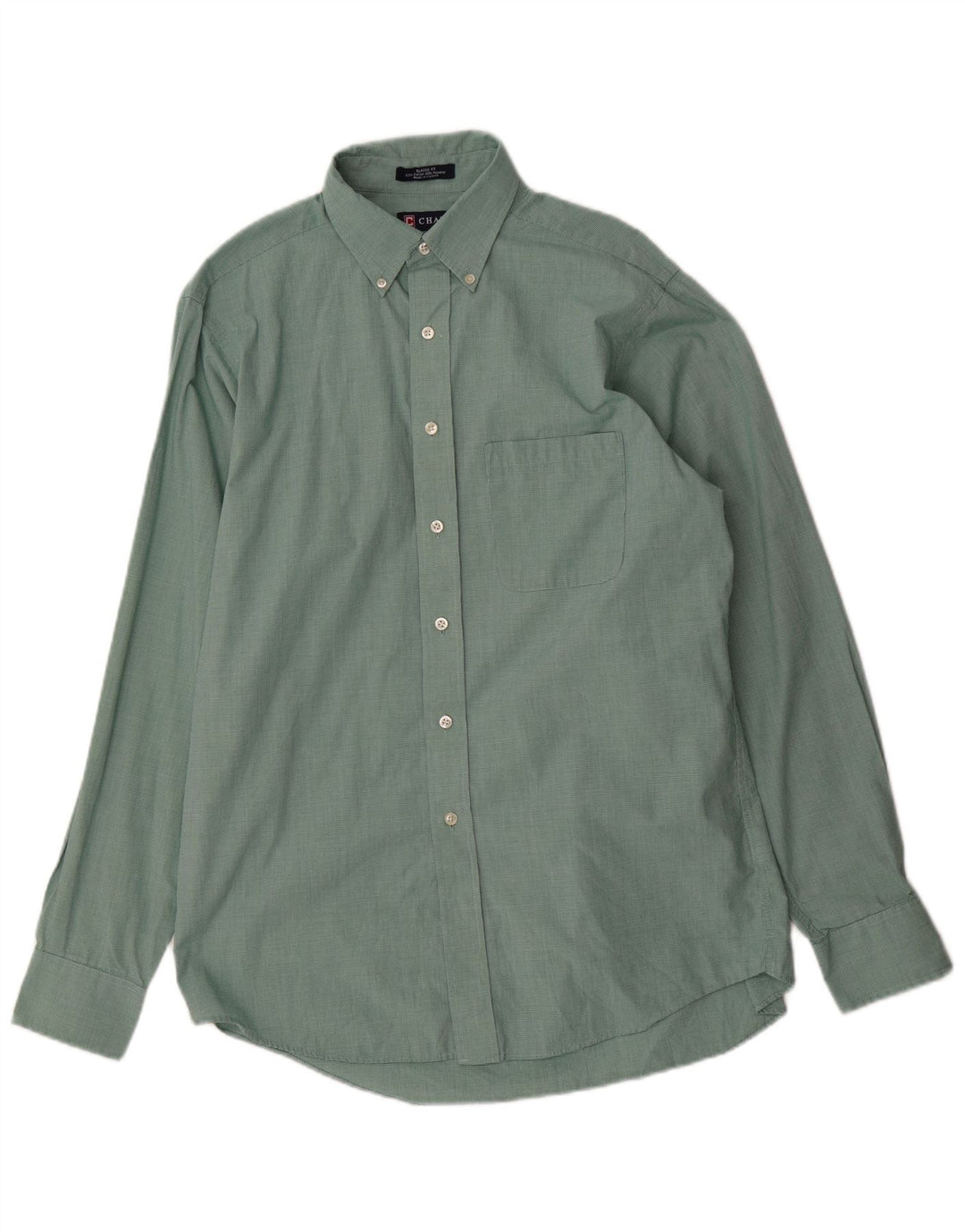 Chaps Herre Classic Fit skjorte størrelse 15 1/2 Medium Green Houndstooth Cotton