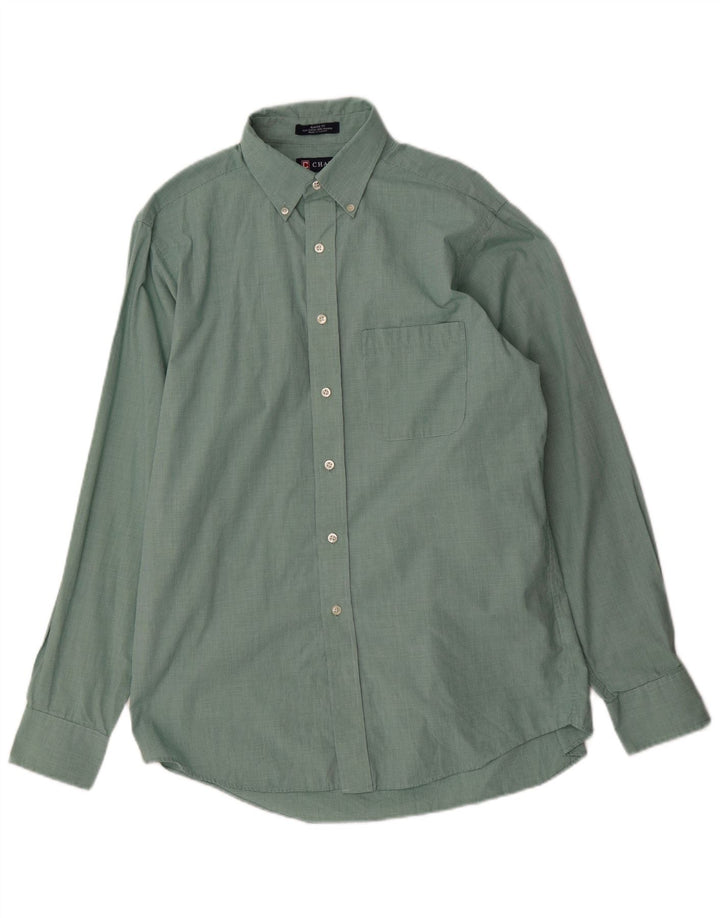 Chaps Herre Classic Fit skjorte størrelse 15 1/2 Medium Green Houndstooth Cotton