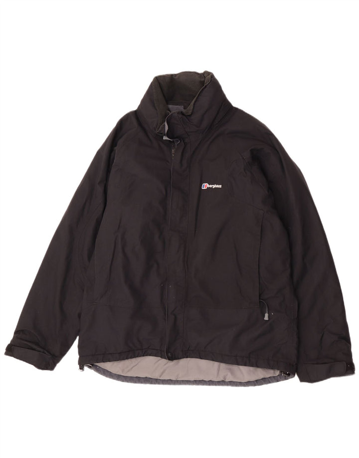 Berghaus Regnjakke med hætte til mænd UK 38 Medium Sort Nylon
