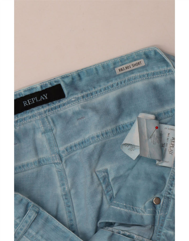 Replay Herre Denim Shorts W34 Stor Blå Bomuld