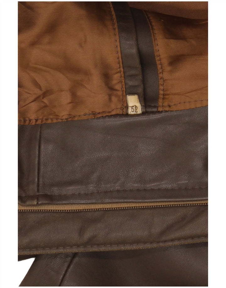 Vintage Herre Military Læderjakke IT 52 XL Brun