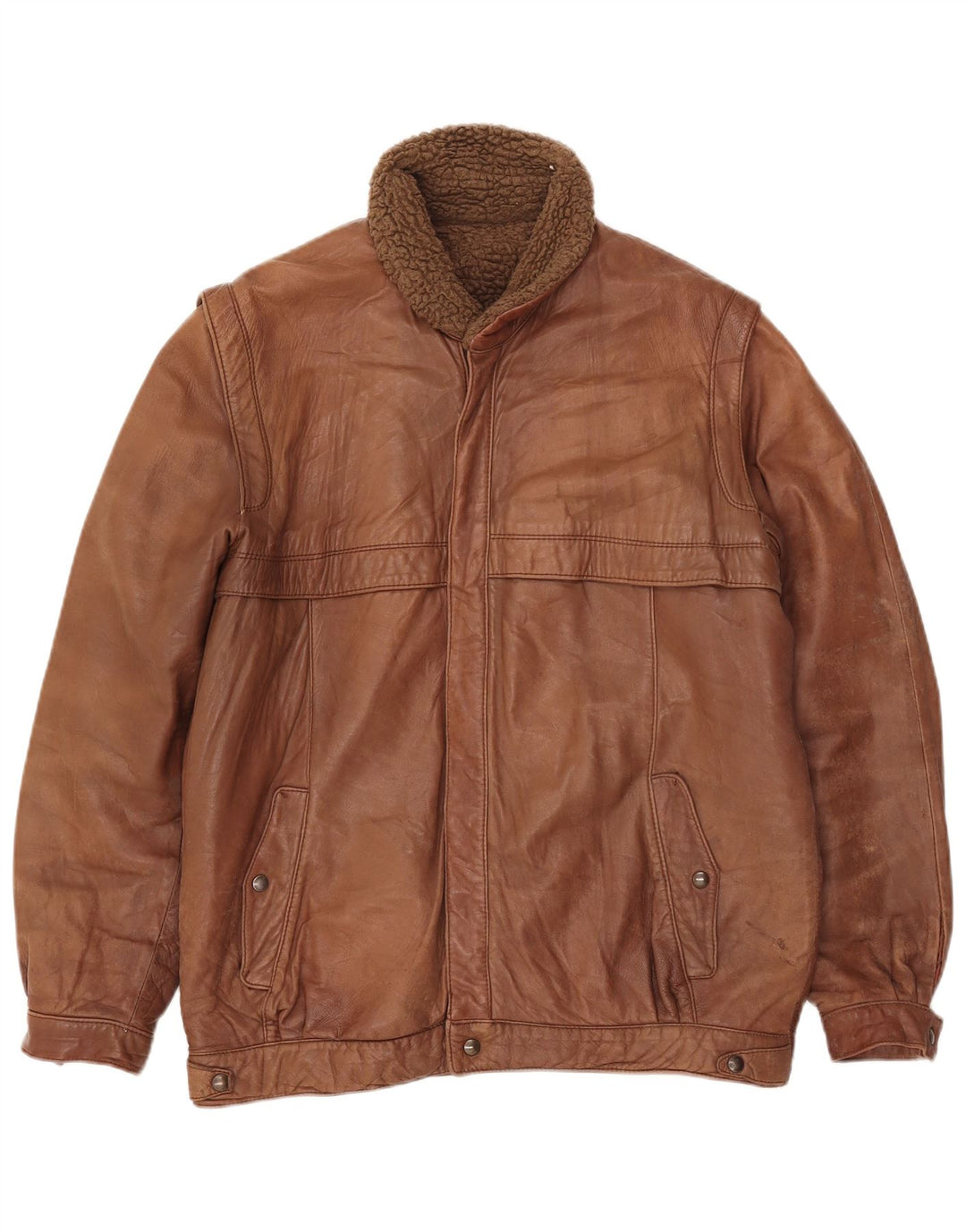Vintage herre læder sherpajakke UK 38 medium brunt læder