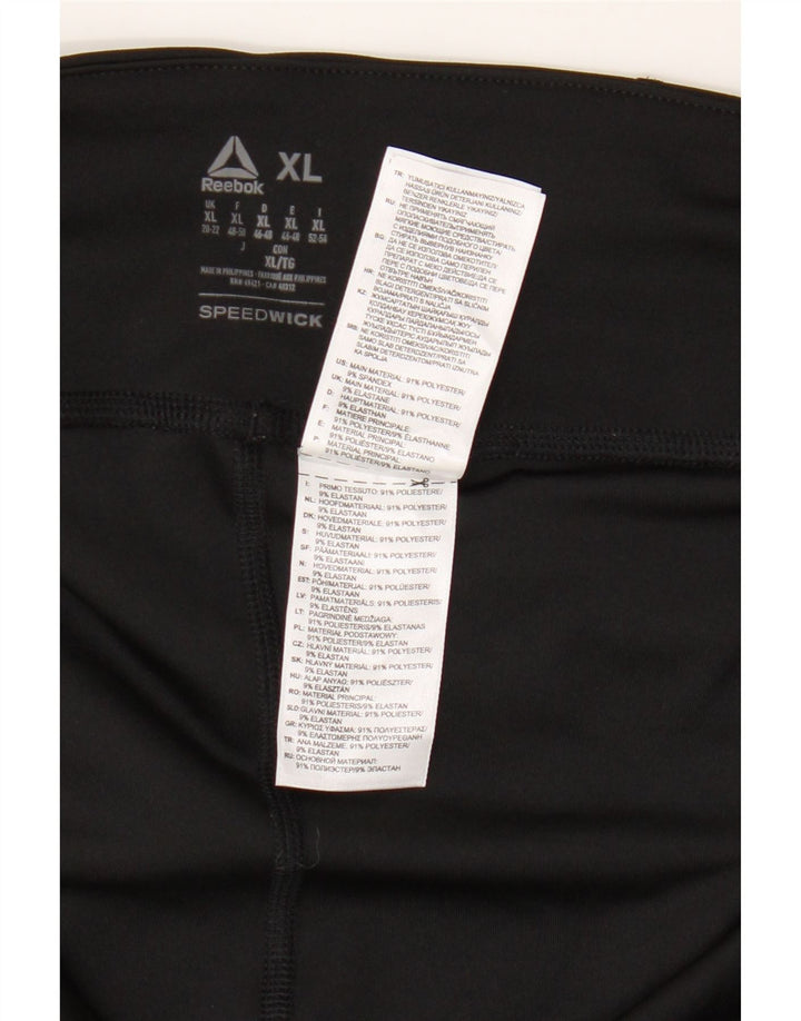 REEBOK Capri Leggings til kvinder UK 20/22 XL Sort Colourblock Polyester