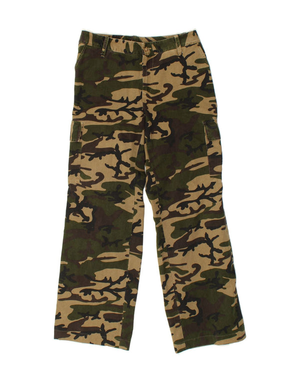 VINTAGE Womens Straight Cargo Trousers UK 10 Small W30 L29  Khaki