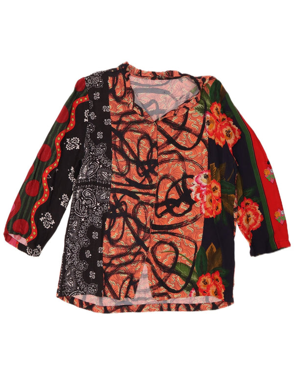 Desigual Dame 3/4 ærmet bluse Top UK 18 XL Flerfarvet Patchwork