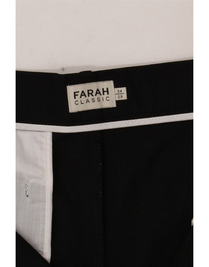 FARAH Klassiske lige chinosbukser til mænd W34 L29 sort polyester