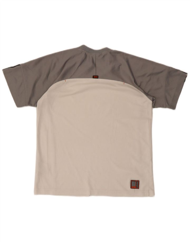 ADIDAS Drenge T-Shirt Top 13-14 år Hvid Colourblock Polyester