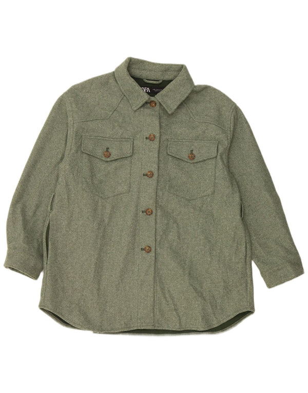 Zara Dame Loose Fit Lumberjack Flanel Shirt UK 18 XL Grøn Polyester