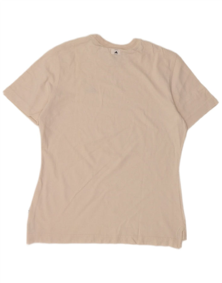 Adidas Dame T-Shirt Top UK 12 Medium Off White Bomuld