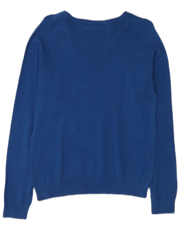 Zara Dame V-hals sweater UK 18 XL Blå Bomuld