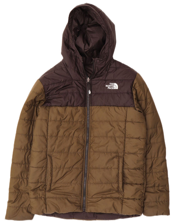 THE NORTH FACE Polstret hættejakke til drenge 14-15 år XL Khaki Colourblock