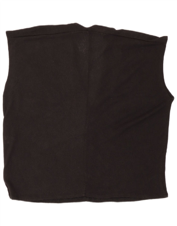 Zara Dame Oversized Vest Tank Top UK 10 Small Black Viscose