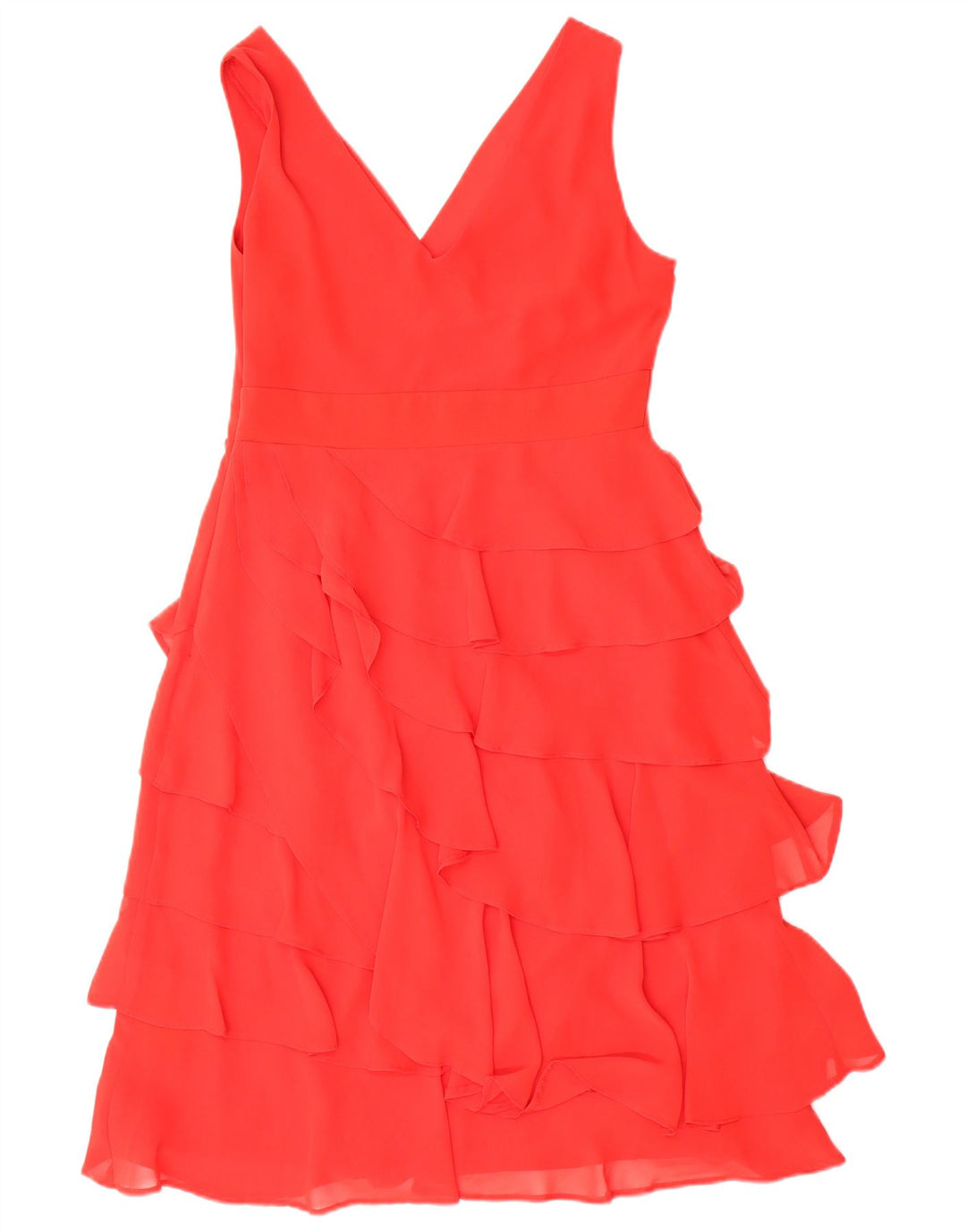 Debenhams Dame Petite Ærmeløs Tiered Dress UK 12 Medium Rød Polyester